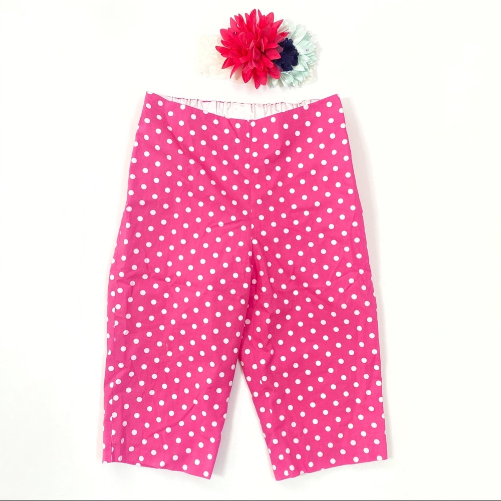 Helena pink white polka dot pants flower headband